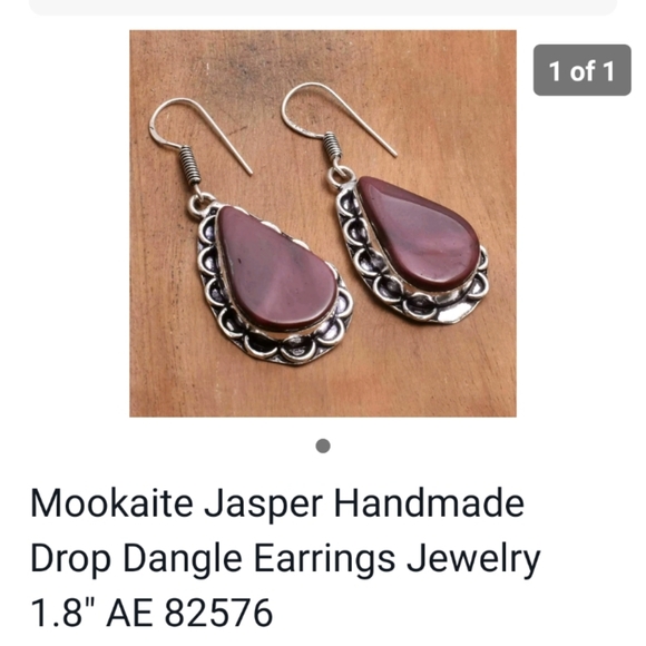 New Australia mookite jasper 925 silver earrings - Picture 2 of 7